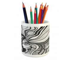 Surreal Striped Hair Pencil Pen Holder