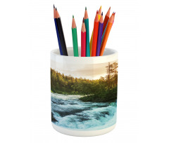 Sunrise Springtime Pines Pencil Pen Holder