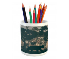 Spooky Forest and Animals Pencil Pen Holder