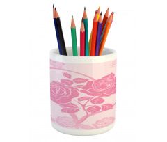 Roses in Heart Pencil Pen Holder