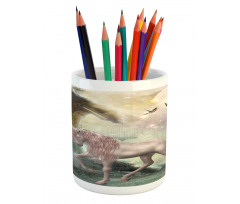 Fantasy Leaves Birds Pencil Pen Holder