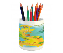 Map of a Treasure Island Pencil Pen Holder