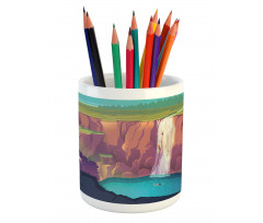 Rural Scene Waterfall Pencil Pen Holder