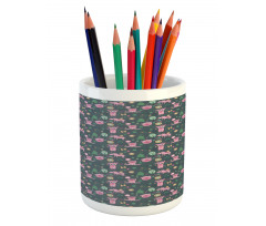 Piglets Flowers Birds Trees Pencil Pen Holder