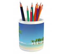 Coconut Trees in the Ocean Pencil Pen Holder