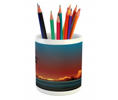 Dramatic Sunset Scene Pattern Pencil Pen Holder