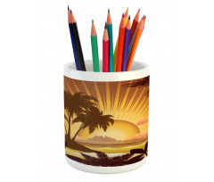 Digital Graphics Sunset Scene Pencil Pen Holder