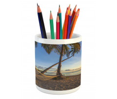 Summer Time Hammock on a Beach Pencil Pen Holder