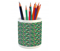 Jungle Bouquets Navy Stripes Pencil Pen Holder