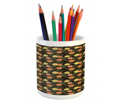 Vintage Jungle Foliage Art Pencil Pen Holder