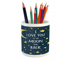 Romantic Typography Moon Star Pencil Pen Holder