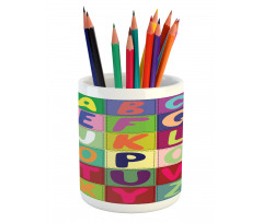 ABC and Fruits Squares Pencil Pen Holder