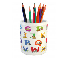 Education Cartoon Animals Pencil Pen Holder