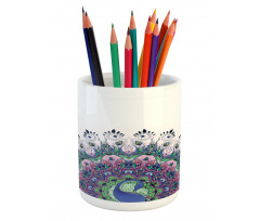 Exotic Wild Peacock Pencil Pen Holder