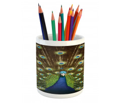 Peacock with Feathers Pencil Pen Holder
