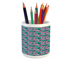 Graphical Flowers and Leaves Pencil Pen Holder