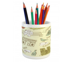 Paris Theme Elements Pencil Pen Holder