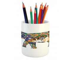 Elephant Asian Symbol Pencil Pen Holder