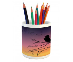 Gradient Sunrise Bird Pencil Pen Holder