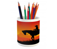 Lonely Cowboy Horseback Pencil Pen Holder