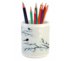 Winter Birds Stars Sky Pencil Pen Holder