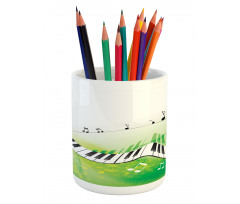 Piano Keys Green Curvy Pencil Pen Holder