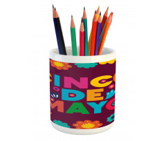 Floral Image Pencil Pen Holder