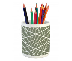 Striped Rectangular Squares Pencil Pen Holder