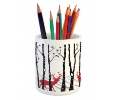 Deer Tree Forest Bird Pencil Pen Holder