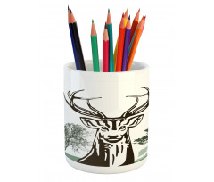 Village Mountain Fall Pencil Pen Holder