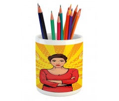 Strong Woman and Arms Pencil Pen Holder