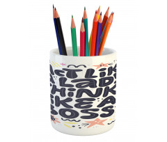 Text Pencil Pen Holder