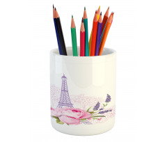 Spring Flora Eiffel Tower Pencil Pen Holder