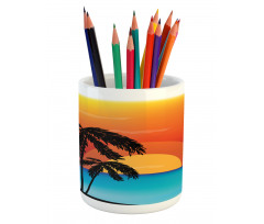 Sunset Trees and an Ocean Pencil Pen Holder