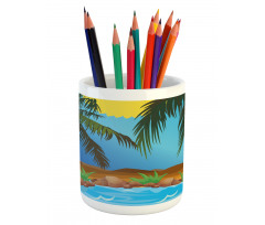 Big Palm Leaves Wild Outdoors Pencil Pen Holder