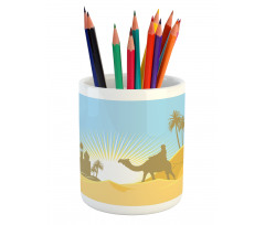 Trees and Camels on a Desert Pencil Pen Holder