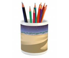 Crescent Moon Far Away Trees Pencil Pen Holder