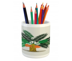 Tropical Oasis Leaves Pencil Pen Holder