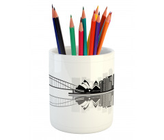 Monochrome Sydney Skyline Pencil Pen Holder