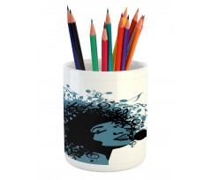 Singer Afro Music Note Hair Pencil Pen Holder