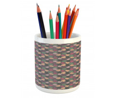 Pastel Abstract Leaves Pencil Pen Holder