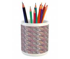 Pastel Tropical Leaves Pencil Pen Holder