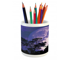 Trees on a Field at Night Pencil Pen Holder