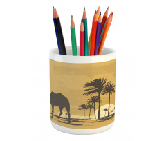 Camel and Palm Trees Sunset Pencil Pen Holder