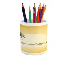 Camel Caravan and Palm Trees Pencil Pen Holder