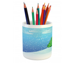 Snow Pouring onto Trees Pencil Pen Holder