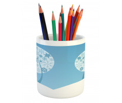 Round Snowflake Trees Pencil Pen Holder