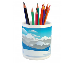 Snow-Capped Mountains Pencil Pen Holder