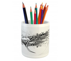 Doodle Style Plumage Boho Pencil Pen Holder