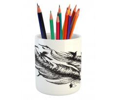 Flying Bird Silhouettes Pencil Pen Holder